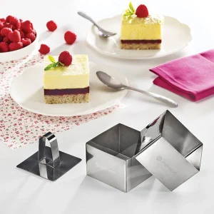 Set de 2 emporte pièces carrés en inox avec poussoir Mathon