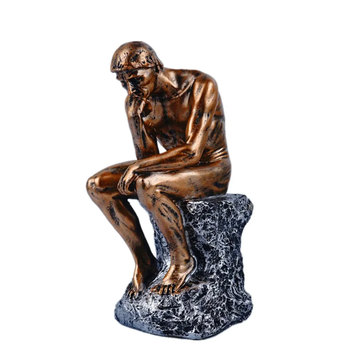 Statue Décoration Penseur Rodin Doré – Image 3