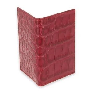 Porte cartes façon croco cuir framboise – 2 cartes